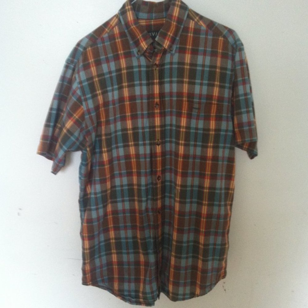 ORVIS | Men's Button Down Multi Colour Plaid Shirt Size Medium